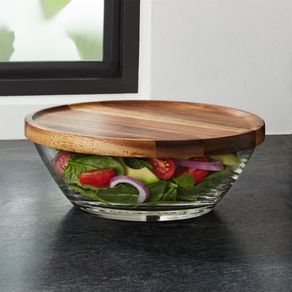 

Bowl de cristal con tapa de madera acacia Miles